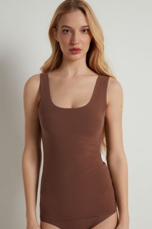 Dámské Košilky Tezenis Raw-Cut Bavlněné Hnědé | CZ-GH3150872