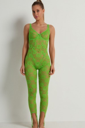 Dámské Kombinéza Tezenis Blooming Krajkové Balconette Zelene | CZ-UE0291534