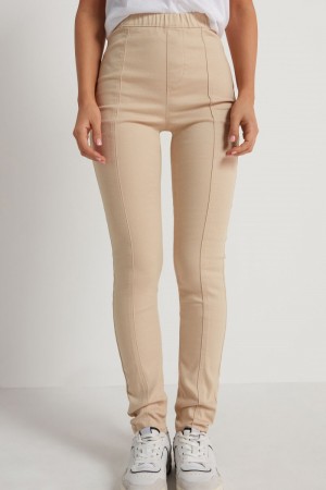Dámské Legíny Tezenis High Pasem Seamed Béžový | CZ-OL6182547