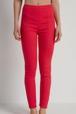 Dámské Legíny Tezenis High Pasem Seamed Červené | CZ-DR4789305