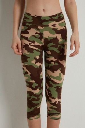 Dámské Legíny Tezenis Printed Bavlněné Capri Viacfarebný Maskáčové | CZ-WE7521380
