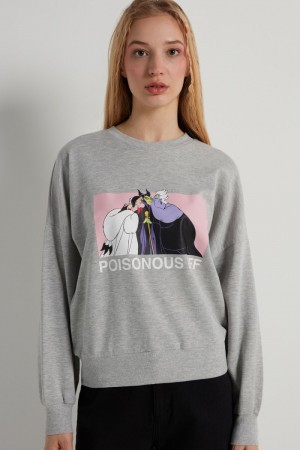 Dámské Mikina Tezenis Disney Villains Long Sleeve Crewneck Šedé | CZ-TX8241365