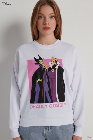 Dámské Mikina Tezenis Disney Villains Long Sleeve Crewneck Bílé | CZ-YU1093827