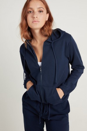 Dámské Mikina Tezenis Hoodie with Na Zip and Drawstring Blankyt | CZ-HJ9647501