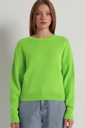 Dámské Mikina Tezenis Long Sleeve Crewneck in Bavlněné Zelene | CZ-OY1637058