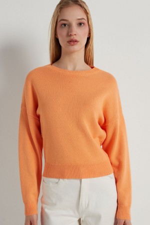 Dámské Mikina Tezenis Long Sleeve Crewneck in Bavlněné Oranžové | CZ-OT1654209