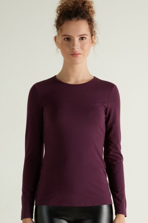 Dámské Mikina Tezenis Thermal Modal and Bavlněné Crew-Neck Top Fialové | CZ-BJ8376590