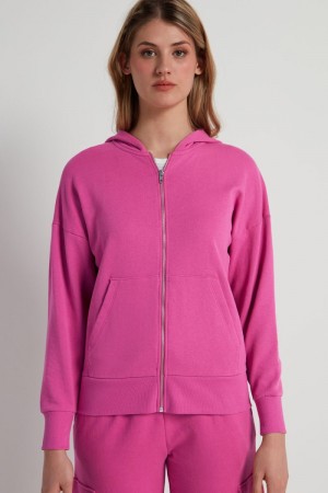 Dámské Mikina s Kapucí Tezenis Long-Sleeve Zip-Up Růžové Fuchsie Růžové | CZ-FH3712958