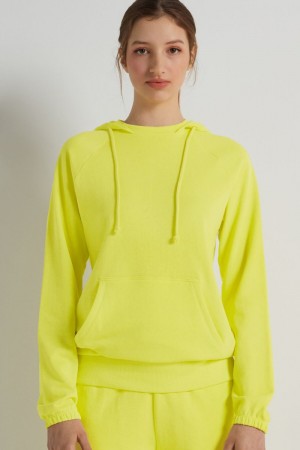 Dámské Mikina s Kapucí Tezenis Long-Sleeve with Large Pocket Světle Citrón Žluté | CZ-UK3206584