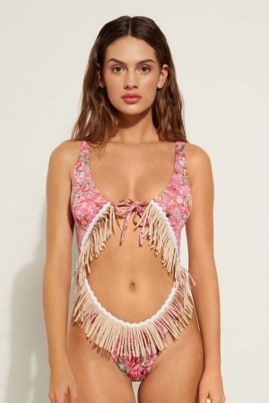 Dámské Plavky Tezenis Boho Chic One-Piece Růžové | CZ-IY1603594