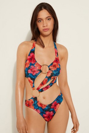 Dámské Plavky Tezenis Hawaiian Sunset One-Piece Blankyt Kytičkované | CZ-IA3295107