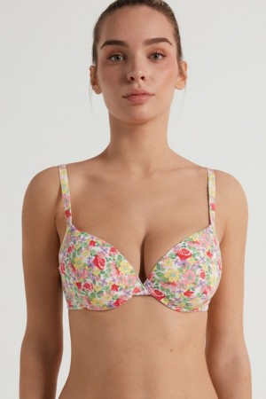 Dámské Podprsenky Tezenis Athens Printed Push-Up Floral Wildflower Print | CZ-GI2568310