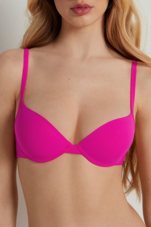 Dámské Podprsenky Tezenis Athens Push-up Bra in Microfiber Růžové Fuchsie | CZ-SJ7351829
