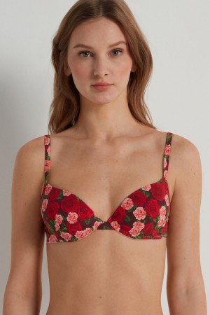 Dámské Podprsenky Tezenis Athens Push-up Bra in Microfiber Červené Růžové | CZ-BV2035648