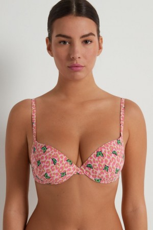 Dámské Podprsenky Tezenis Athens Push-up in Microfiber Spotted Butterfly Print | CZ-GJ4130259