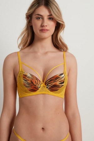 Dámské Podprsenky Tezenis Berlin Savage Krajkové Balconette Žluté | CZ-UL0793862