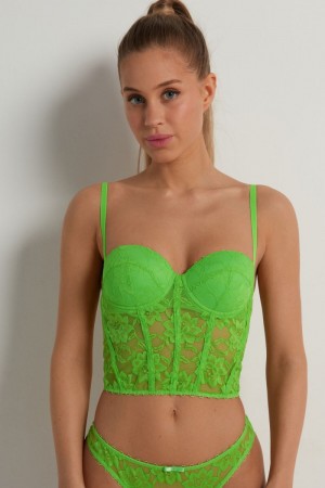 Dámské Podprsenky Tezenis Blooming Krajkové Bandeau Top Zelene | CZ-TX6493708