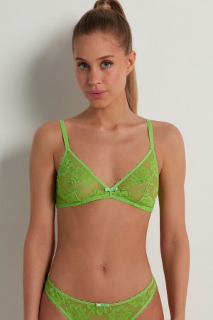 Dámské Podprsenky Tezenis Blooming Krajkové Triangle Zelene | CZ-PK0528473