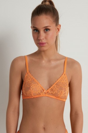Dámské Podprsenky Tezenis Blooming Krajkové Triangle Oranžové | CZ-QJ5078341