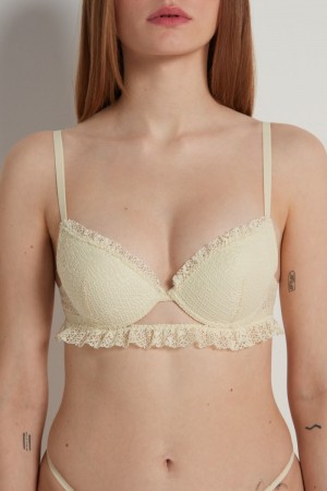 Dámské Podprsenky Tezenis Country Pointelle Los Angeles Super Push-Up Bílé | CZ-RU0572834