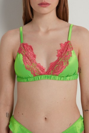 Dámské Podprsenky Tezenis Delicate Satin Triangle Zelene Koralove Růžové | CZ-FH2680973