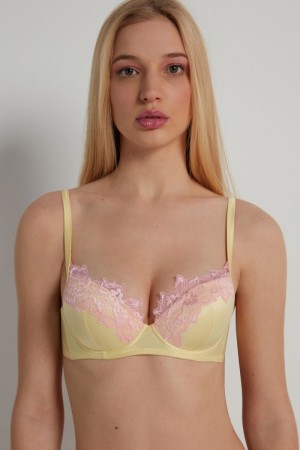 Dámské Podprsenky Tezenis Delicate Satin Wien Lightly Polstrovaný Balconette Žluté Růžové | CZ-WB4173960