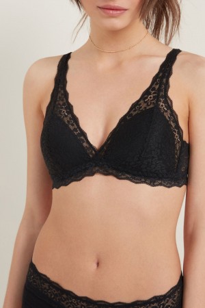 Dámské Podprsenky Tezenis Havana Recycled Krajkové Triangle Černé | CZ-YM8759263