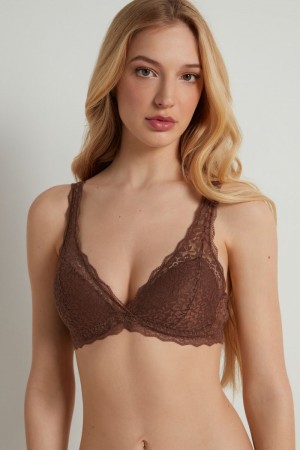 Dámské Podprsenky Tezenis Havana Recycled Krajkové Triangle Hnědé | CZ-CU7429368
