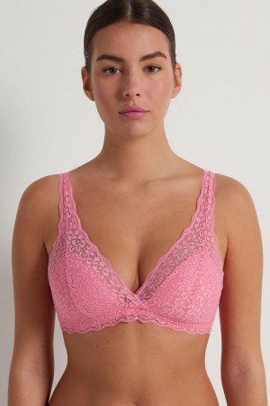 Dámské Podprsenky Tezenis Havana Recycled Krajkové Triangle Růžové Černé Růžové | CZ-NQ9203781