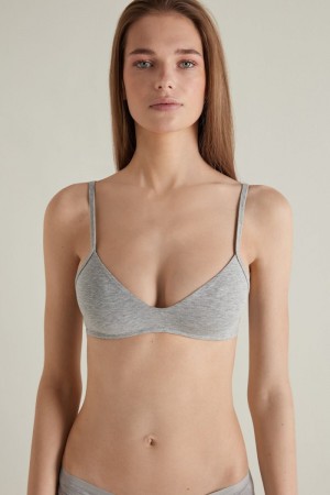 Dámské Podprsenky Tezenis Lisbon Non-Wired Trianglelette in Bavlněné Šedé | CZ-QG9016538