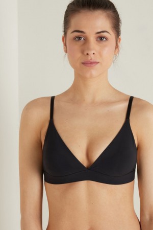 Dámské Podprsenky Tezenis Lisbon Recycled Microfiber Triangle Černé | CZ-WB3521876
