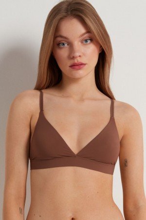 Dámské Podprsenky Tezenis Lisbon Recycled Microfiber Triangle Hnědé | CZ-LG6198345