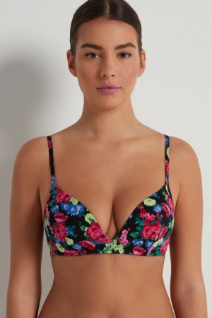 Dámské Podprsenky Tezenis London in Printed Bavlněné Černé | CZ-YW7845931
