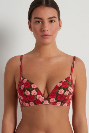 Dámské Podprsenky Tezenis London in Printed Bavlněné Červené Růžové | CZ-YK9437851