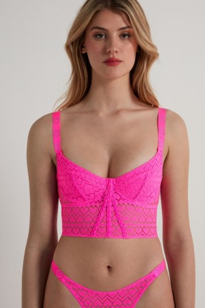 Dámské Podprsenky Tezenis Lovely Krajkové Top Růžové | CZ-OW4728351