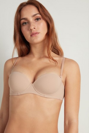 Dámské Podprsenky Tezenis Madrid Bandeau Béžový Béžový Růžové | CZ-XP3157264