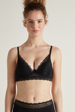 Dámské Podprsenky Tezenis Malibu Recycled Krajkové Super Push-Up Černé | CZ-PO6795423