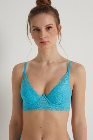 Dámské Podprsenky Tezenis Malibu Recycled Krajkové Super Push-Up Světle Blankyt | CZ-BJ4215703