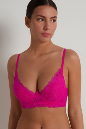 Dámské Podprsenky Tezenis Malibu Recycled Krajkové Super Push-Up Růžové Fuchsie | CZ-QJ5978021