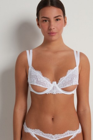 Dámské Podprsenky Tezenis Marry Me Krajkové Demi-Cup Balconette Bílé | CZ-NQ0278594