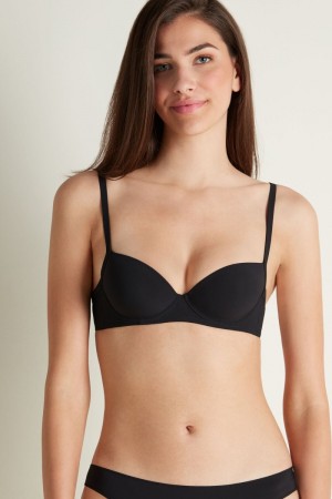 Dámské Podprsenky Tezenis Microfiber Wien Balconette Černé | CZ-RE3256791