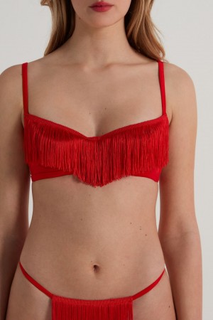 Dámské Podprsenky Tezenis My Valentine Demi-Cup Červené | CZ-GU2016437