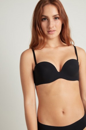 Dámské Podprsenky Tezenis New York Polstrovaný Microfiber Bandeau Černé | CZ-UM1746358