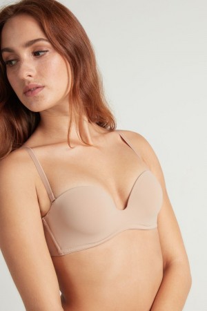 Dámské Podprsenky Tezenis New York Polstrovaný Microfiber Bandeau Béžový Béžový Růžové | CZ-FM4285167