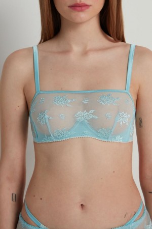 Dámské Podprsenky Tezenis Paradise Krajkové Bandeau Balconette Světle Blankyt | CZ-IF3194280
