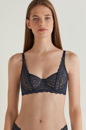 Dámské Podprsenky Tezenis Paris Recycled Krajkové Unpadded Balconette Blankyt | CZ-UM4019765