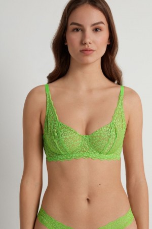 Dámské Podprsenky Tezenis Paris Recycled Krajkové Unpadded Balconette Zelene | CZ-YK9074516