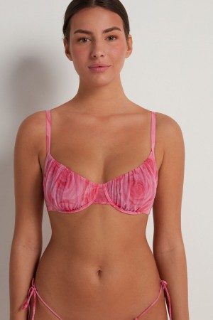 Dámské Podprsenky Tezenis Paris Romantic Roses Balconette Růžové Růžové | CZ-YG4916380