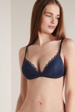 Dámské Podprsenky Tezenis Positano Krajkové Polstrovaný Triangle Blankyt | CZ-PB6023571
