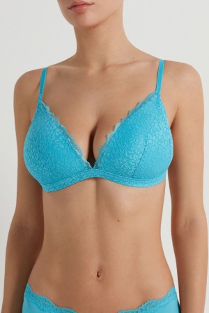 Dámské Podprsenky Tezenis Positano Krajkové Polstrovaný Triangle Světle Blankyt | CZ-XI2430685